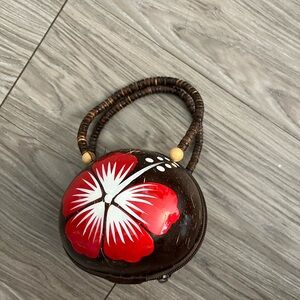 Tropical Floral Coconut Shell Handbag